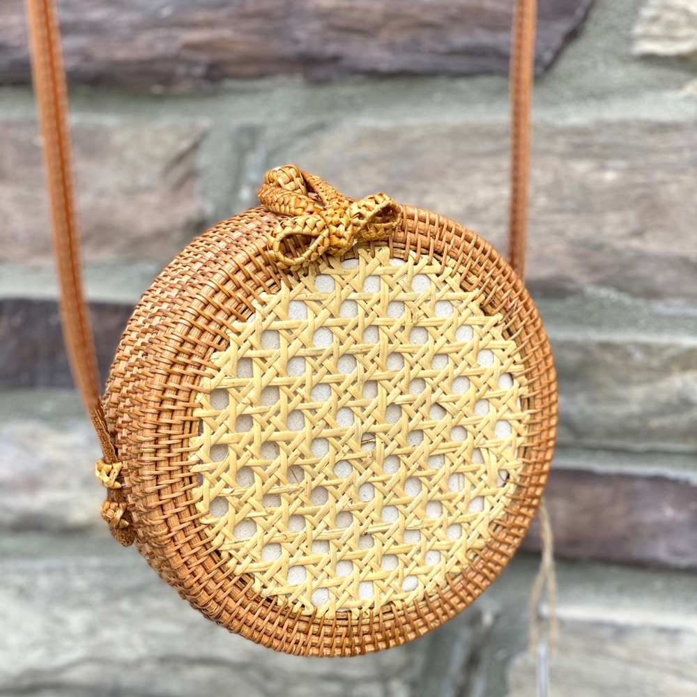 Circular Rattan Crossbody Bag